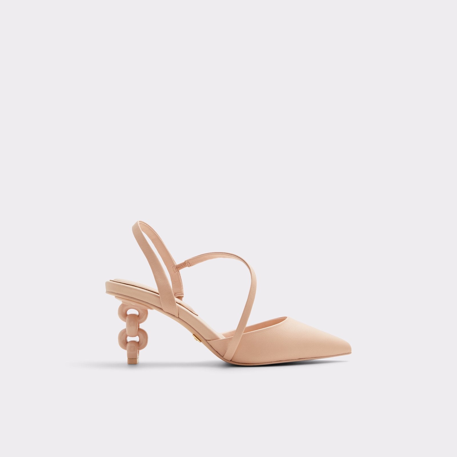 Light Nude Strappy Heels - Patent Leather Heels - Sculpted Heel